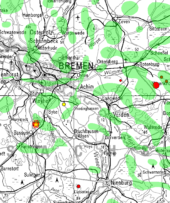 Karte zeigt Epizentrum südwestlich von Syke bei Bremen